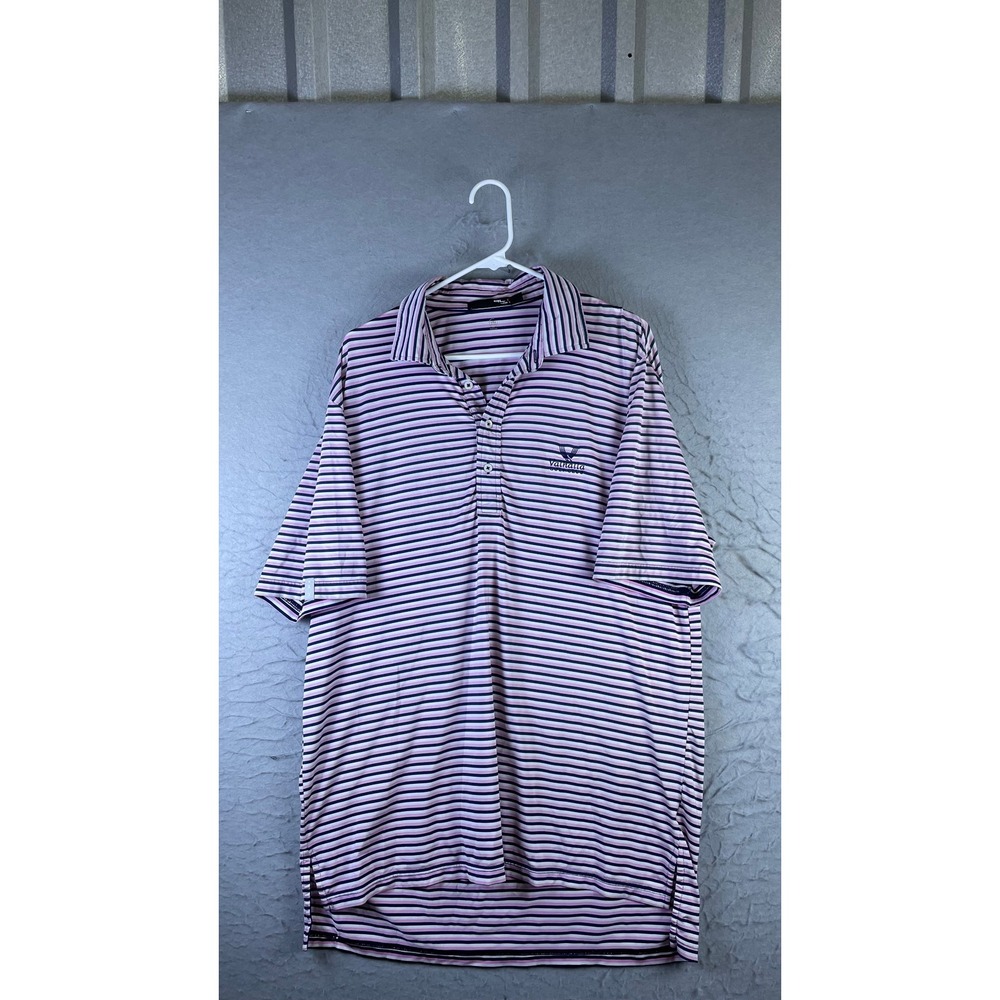 RLX Ralph Lauren Golf Polo Mens L Pink Striped Excellent Valhalla Wicking Shirt